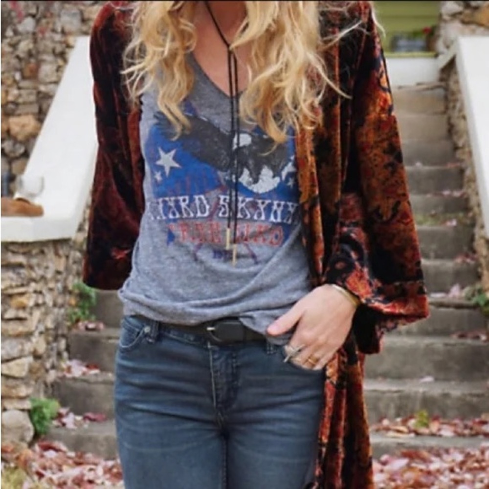 Free People Printed  Velvet cardigan Kimono